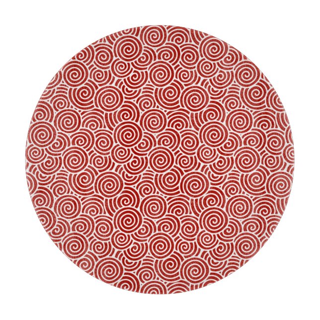 Planche À Découper Motif tourbillon japonais - rouge profond et blanc (Devant)