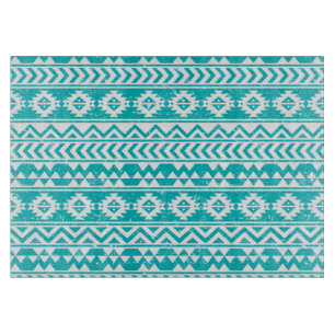 Planche À Découper Motif tribal aztèque grunge turquoise