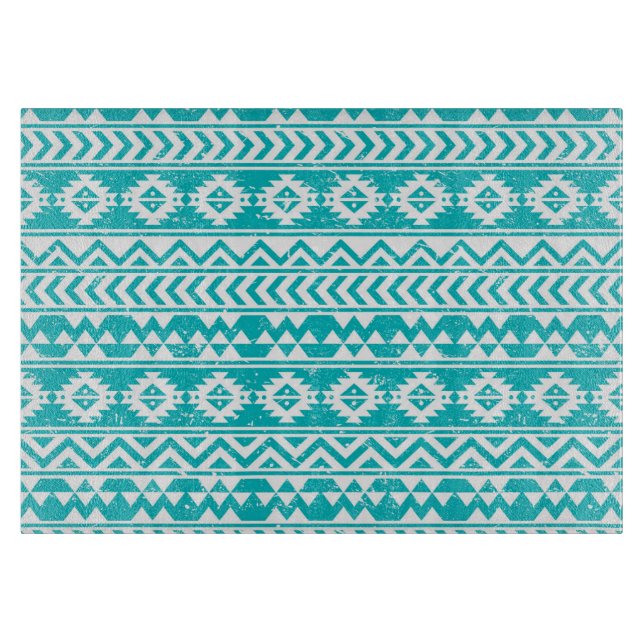 Planche À Découper Motif tribal aztèque grunge turquoise (Devant)