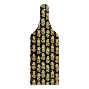 Planche À Découper Motif tropical élégant d'ananas de noir et d'or