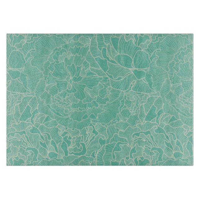 Planche À Découper Motif Turquoise Peony (Devant)