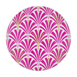 Planche À Découper Motif ventilateur Art déco - rose fushia
