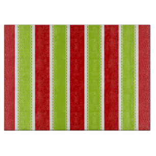 Planche À Découper Motif vert et rouge de vacances de Noël de rayures
