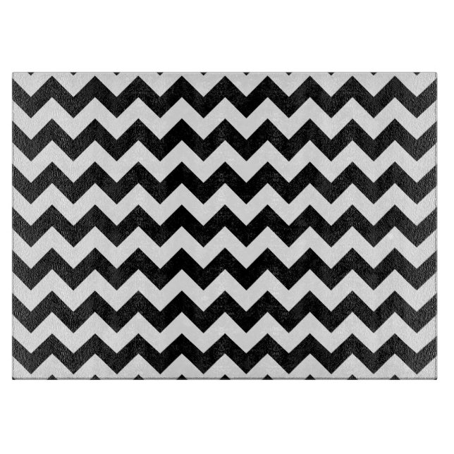 Planche À Découper Motif Zigzag noir et blanc, Motif Chevron (Devant)