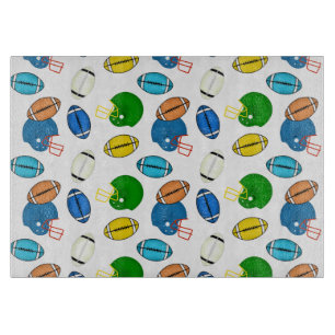 Planche À Découper Motifs de thème sportif de ballons et de casques d