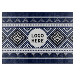 Planche À Découper Motifs ethniques Abstraits noirs avec logo