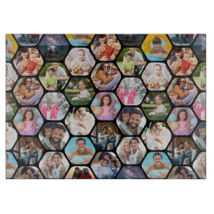 Planche À Découper Multi Photo Collage Simple Moderne Hexagon Motif