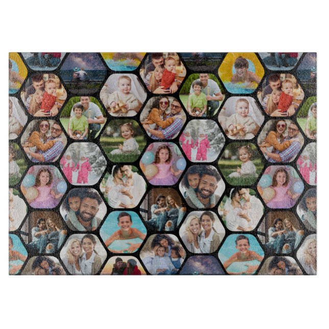 Planche À Découper Multi Photo Collage Simple Moderne Hexagon Motif (Devant)