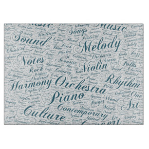 Planche À Découper Musique Mélodie Orchestre Silhouette Forme Texte