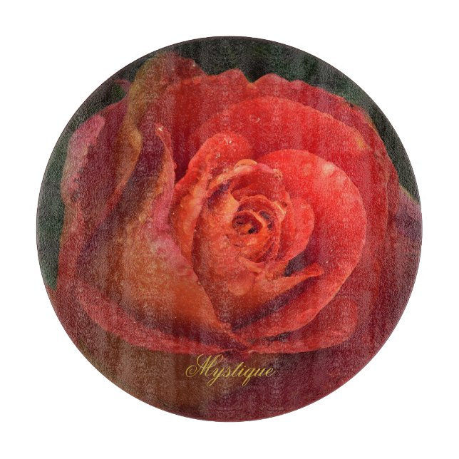 Planche À Découper Mystique Dark Botanical Red Orange Rose Board (Devant)