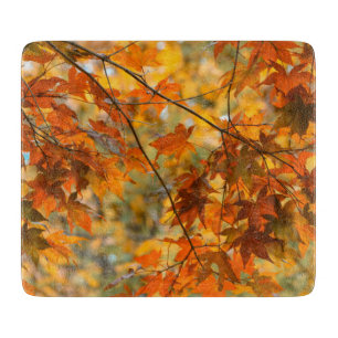 Planche À Découper Nature d'orange de feuillage d'automne de feuille
