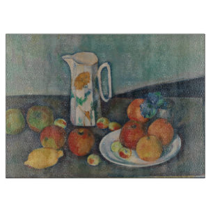 Planche À Découper Nature morte, Pot à lait et fruits sur une table,