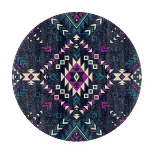 Planche À Découper Navajo tribal foncé, géométrique vintage.