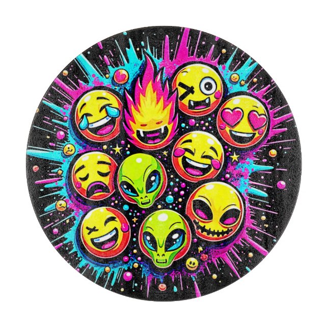 Planche À Découper Neon Funky Emoji Mix (Devant)