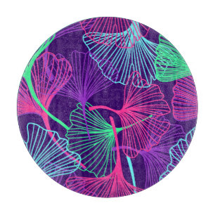 Planche À Découper Neon Gingko Feuilles : Floral brillant.