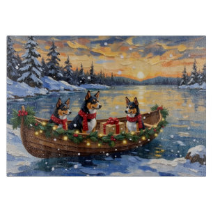 Planche À Découper Noël Bateau Basenji Fêtes