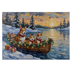 Planche À Découper Noël Bateau de Corgi Fêtes