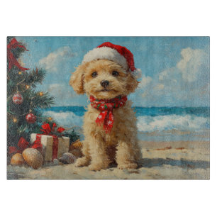 Planche À Découper Noël Chien Caniche Vintage Plage