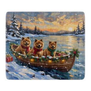 Planche À Découper Noël Chow Chow Bateau Fêtes