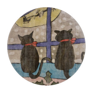 Planche À Découper Noël de chat noir