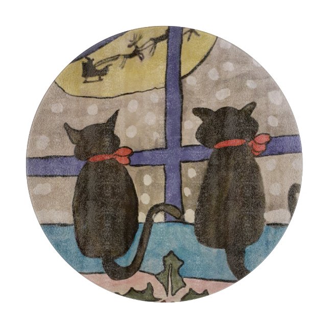 Planche À Découper Noël de chat noir (Devant)