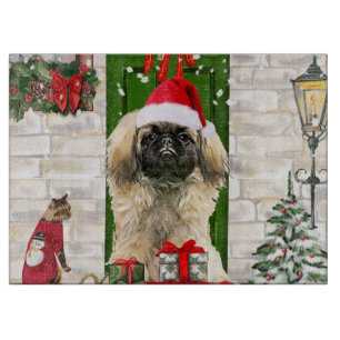 Planche À Découper Noël de chien de Pékin