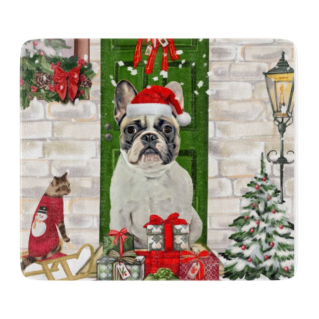 Planche À Découper Noël des Bulldog français (Devant)