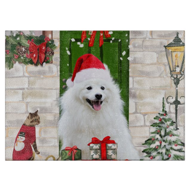 Planche À Découper Noël du Chien de Spitz (Devant)