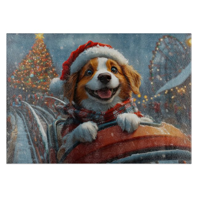 Planche À Découper Noël du chien espagnol breton (Devant)