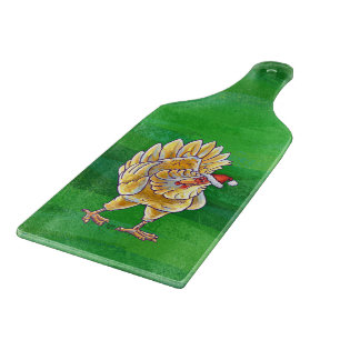 Planche À Découper Noël Du Poulet Sur Vert