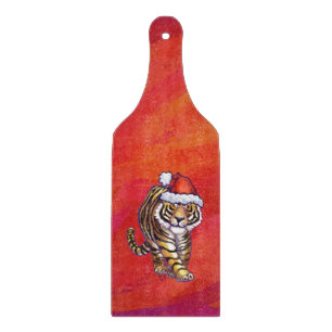 Planche À Découper Noël du tigre en rouge