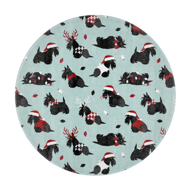 Planche À Découper Noël écossais Terrier bleu (Devant)