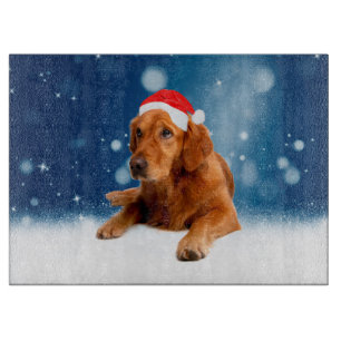 Planche À Découper Noël Mignonne Golden Retriever Chien Santa Hat Nei