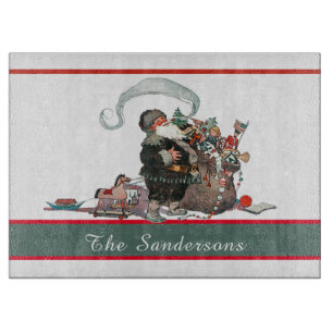 Planche À Découper Noël traditionnel Vintage Père Noël Nom de famille