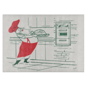 Planche À Découper Noël vintage, Chef du Père Noël et Turquie