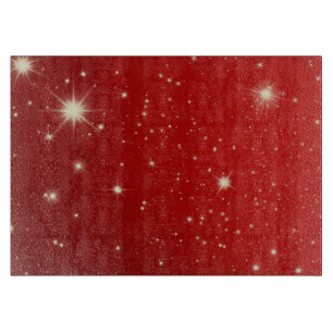 Planche À Découper Noël vintage, Étoiles brillantes en Galaxie rouge