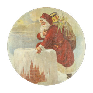 Planche À Découper Noël Vintage Père Noël victorien à Chimney