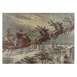 Planche À Découper Noël vintage, Père Noël victorien à Sleigh