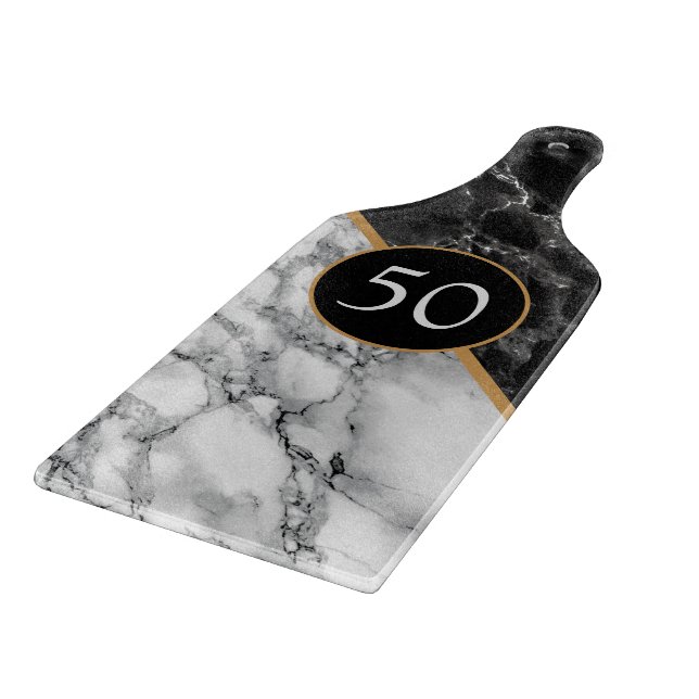 Planche À Découper Noir Blanc Marbre Coupe Commission Cadeau Annivers (Coin)