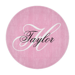 Planche À Découper Noir et blanc Fatigue Monogramme rose