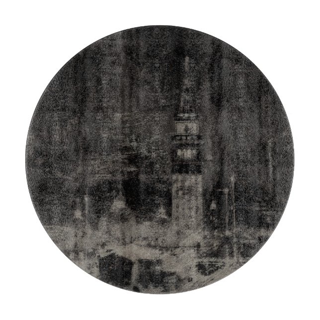 Planche À Découper Noir et Taupe en survol Skyline Venise Italie (Devant)