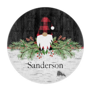 Planche À Découper Noir Joyeux Noël Rouge Buffalo Plaid Gnome Rd.