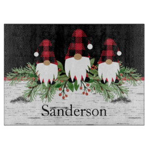 Planche À Découper Noir Joyeux Noël Rouge Buffalo Plaid Gnome Rec,