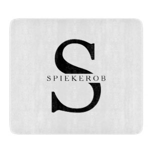 Planche À Découper Noir minimaliste moderne Nom personnalisé