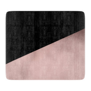 Planche À Découper noir rose d'or de faux moderne élégant géométrique