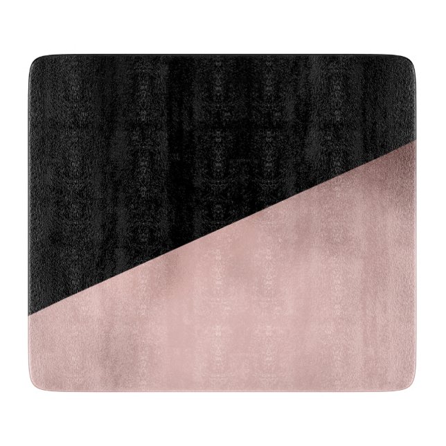 Planche À Découper noir rose d'or de faux moderne élégant géométrique (Devant)