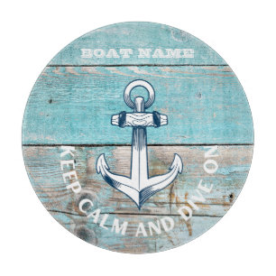 Planche À Découper Nom de bateau nautique Ancre Bois rustique