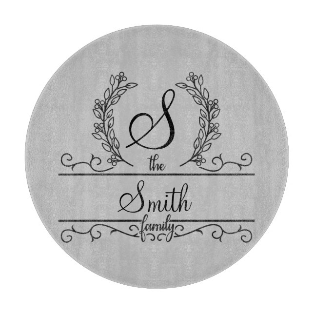 Planche À Découper Nom de famille personnalisé monogramme (Devant)