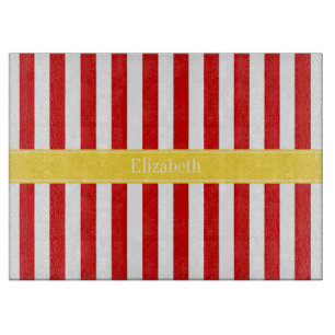 Planche À Découper Nom de l'ananas blanc rouge Monogramme