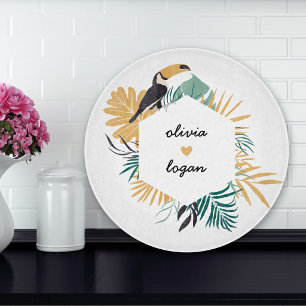 Planche À Découper Nom du couple de toucans tropicaux